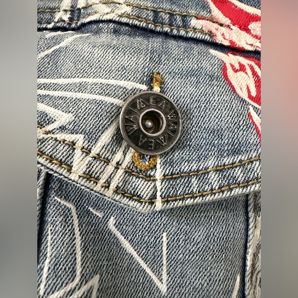 NEW Waimea Denim Jean Jacket Mens M Paint Splatter Streetwear Urban Hip Hop 90s - Picture 8 of 16